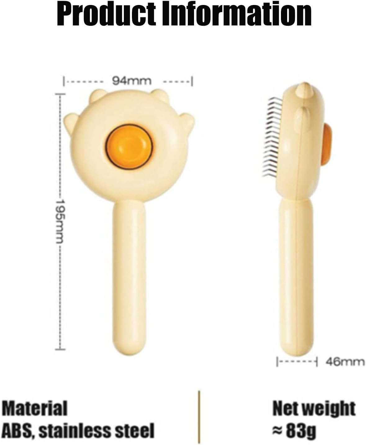 Spacebuyer Awishday Cat Brush Awishday Pet Hair Cleaner Brush Cuddles and Meow Brush Cat Brush with Release Button Pet Hair Cleaner Brush for Cats Dogs (Yellow) image number 6