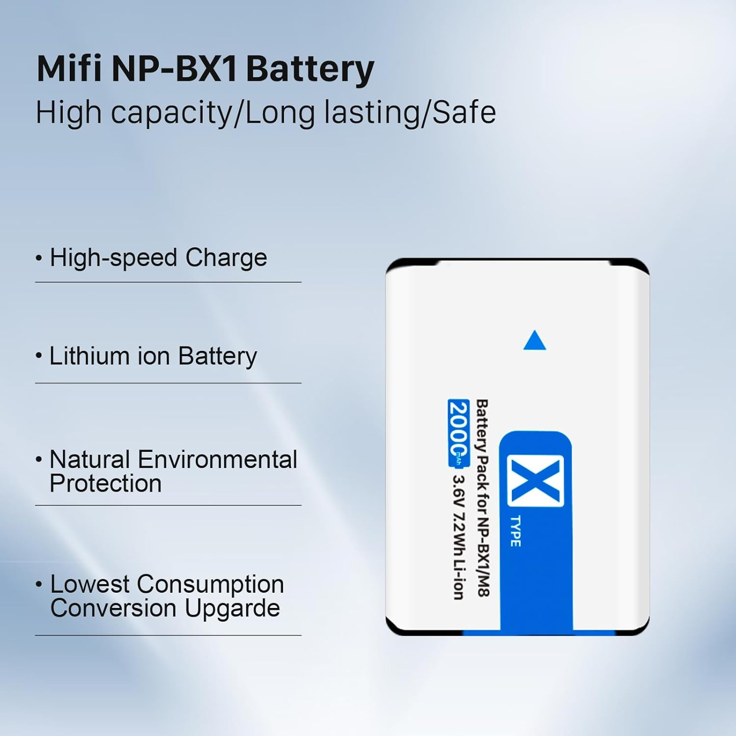 2 Packs Battery for NP-BX1 with Charging Station, 2000Mah New Upgrade High Capacity Battery Replacement for Sony NP-BX1/M8, ZV-1, RX100 VII, DSC-HX95, HX99, HX350, RX100, RX100M, FDR-X3000, Etc image number 1