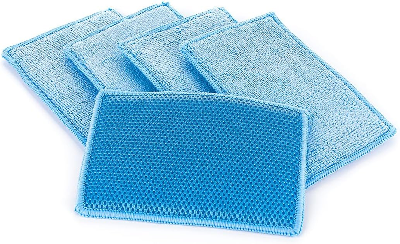 The Rag Company - Jersey Bug Scrubber Pads - Pearl Weave, Easily and Safely Trap Bug Splatter in Sponge, Safe on All Finishes, 4In X 6In, Ice Grey (5-Pack)