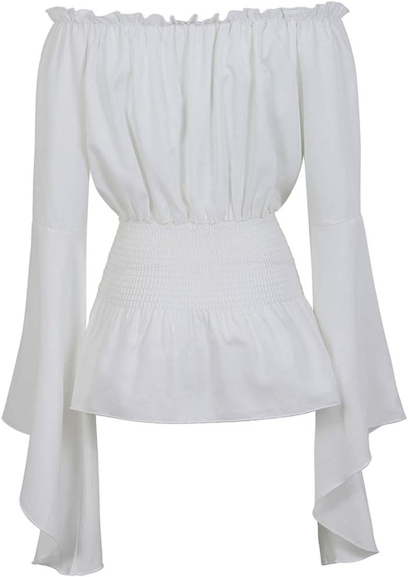SYHTBYOH Womens Victorian Long Sleeve Boho Blouse Top plus Size Renaissance Gothic Ruffle Pirate Cosplay Costumes
