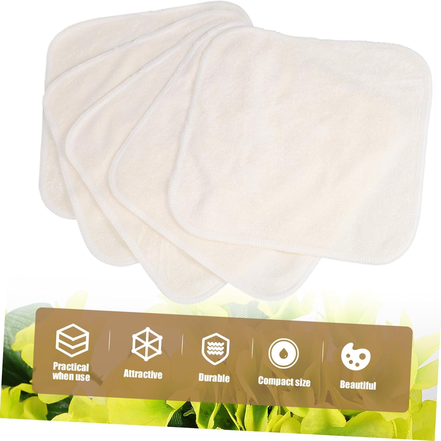 MOLUCKFU 5Pcs Reusable Bamboo Fiber Face Washcloths Soft Exfoliating Towels for Gentle Face Cleaning Care Washable Cloths for Men and Women image number 4