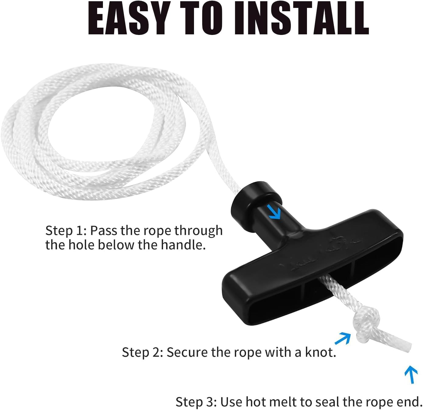 5-Piece Set of 3.9-Foot Drawstring with Recoil Starter Handle, Compatible with Honda GX160 GX200 GX240 GX270 4.0Mm Drawstring, Lawn Mower, String Trimmer, Generator, Small Engine image number 4