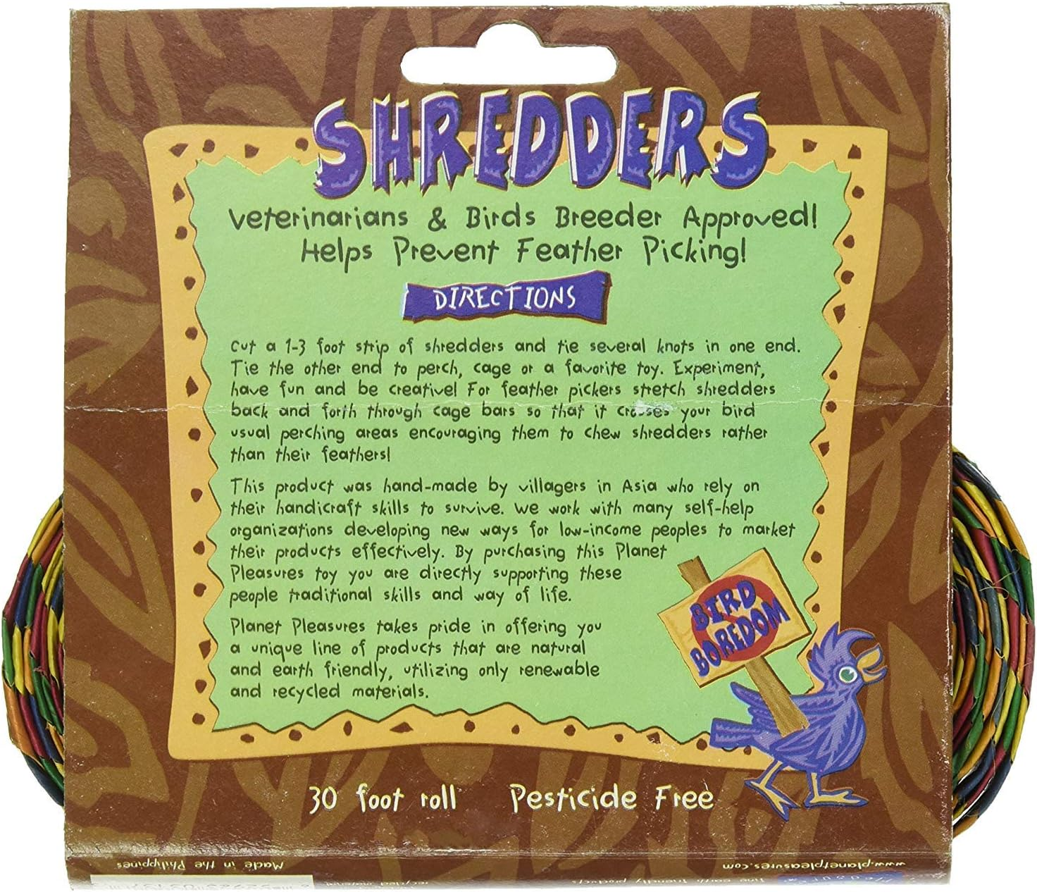 Planet Pleasures Rainbow Shredders Straight Ribbon Bird Toy, 30' L by 1" W image number 2