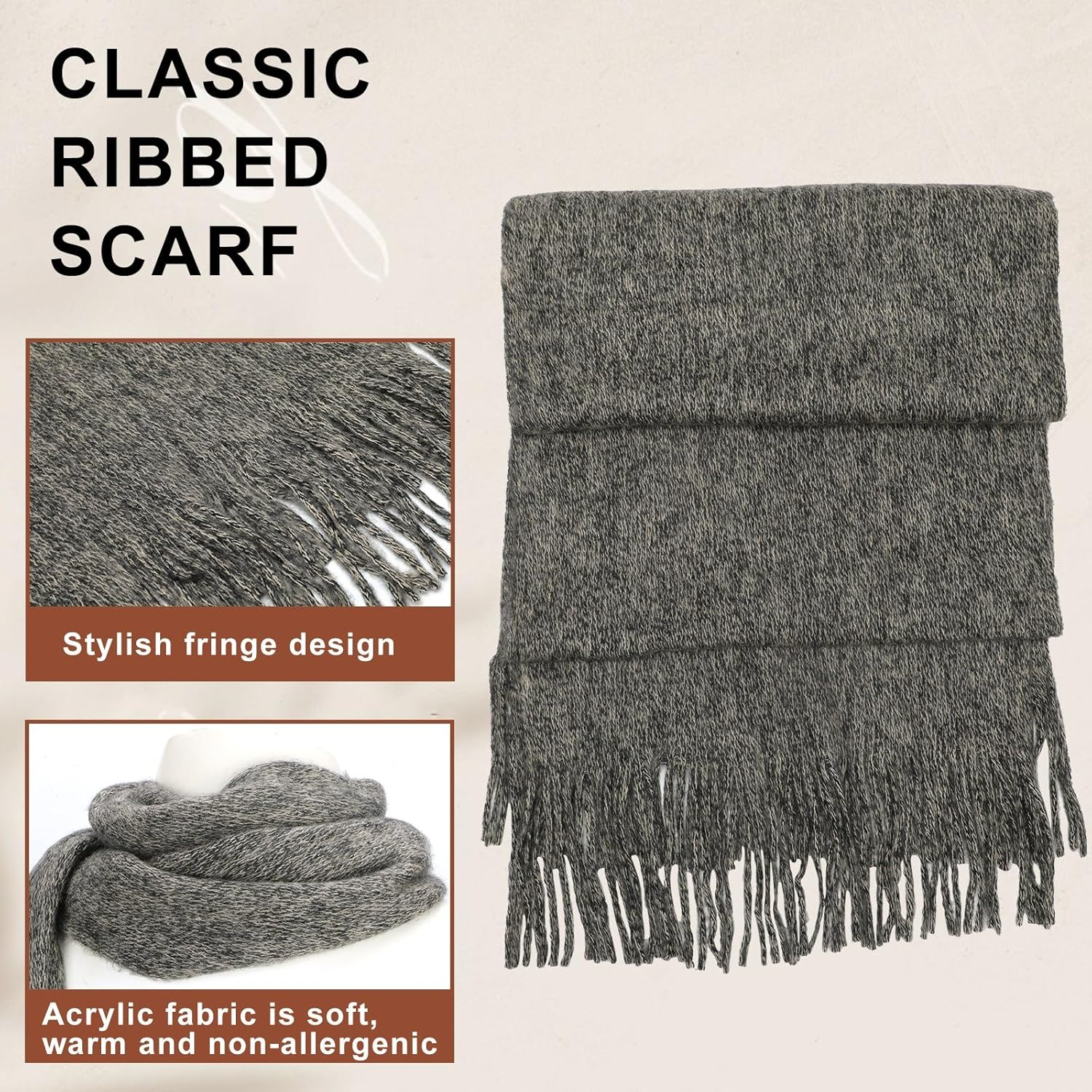 LOKZEER Winter Hat Gloves Scarf Set for Women: Knit Beanie with Fleece Lining, Touchscreen Thermal Gloves, Warm Soft Knitted Scarf 3Pcs Winter Accessories Gift Set - One Size image number 5