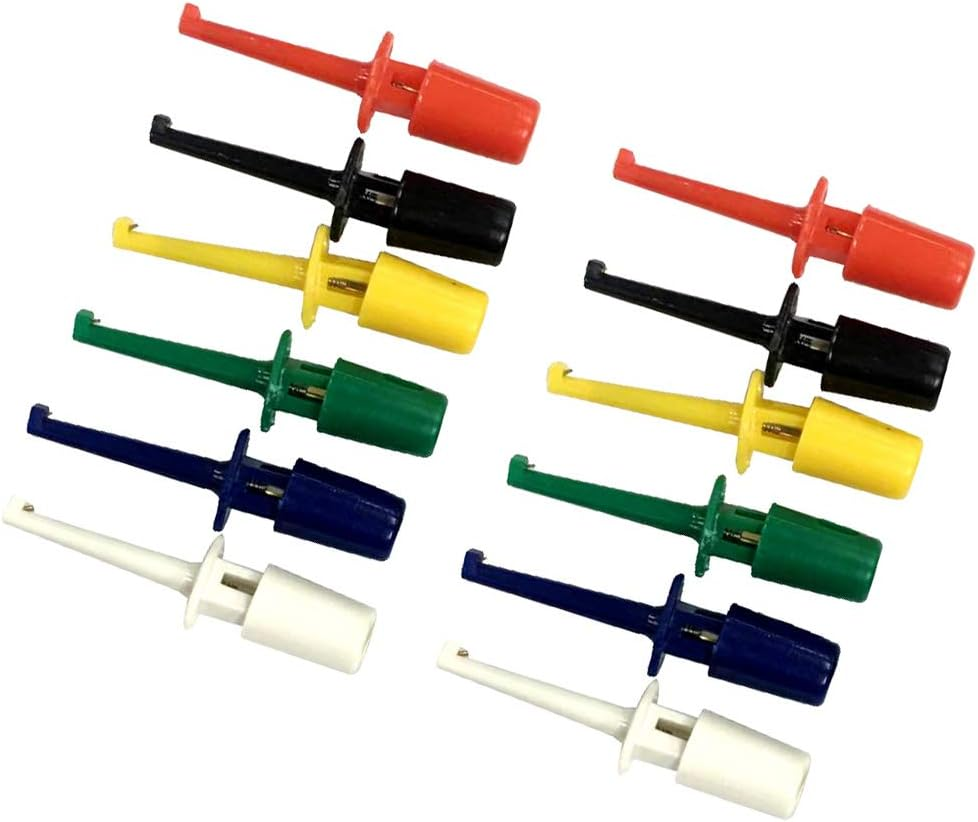 Blesiya 12PCS Color Test Hook Clip Grabbers Test Probe SMD IC Service for Multimeter
