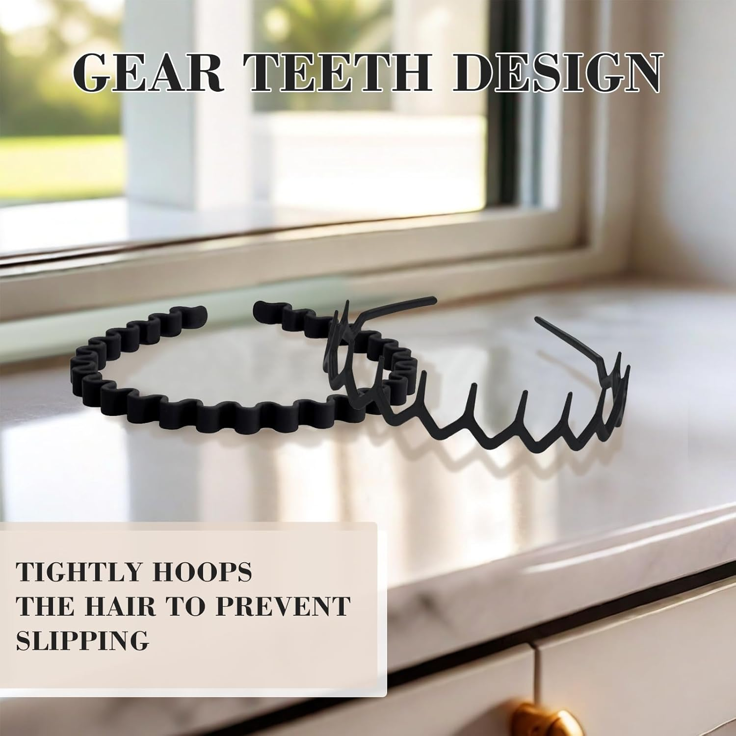 Pack of 6 Plastic Hair Bands, Wave Zigzag Headband, Non-Slip Headband with Non-Slip Teeth, Black Hair Accessories, DIY Hair Bands, Headbands for Children, Women, Men image number 6