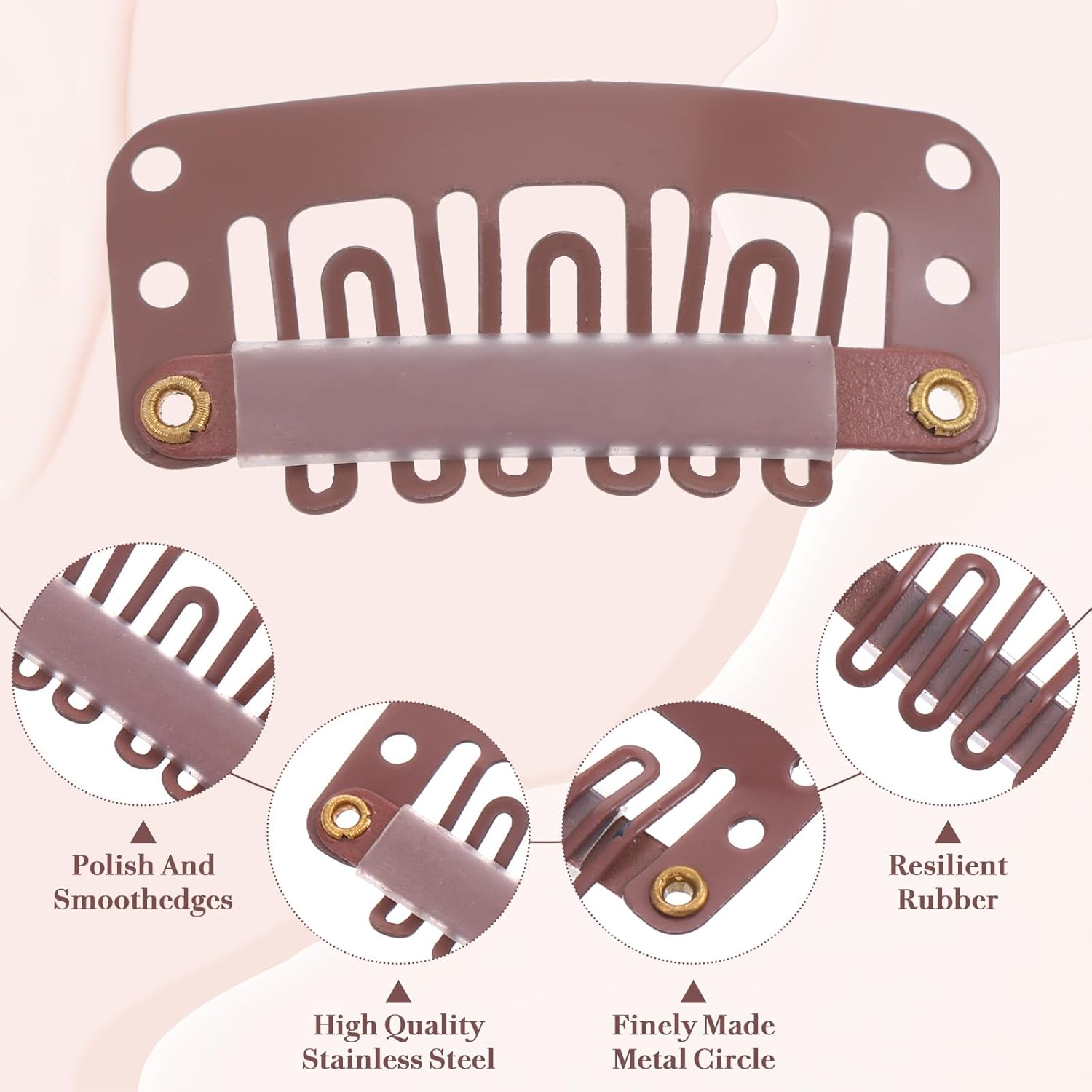 Pack of 30 U-Shaped Wig Clips, Ymapinc Hair Extensions Clips, Metal Hair Extension Clips, Wigs Accessories Tools for DIY Wigs, Hair Extensions, Black, Light Brown, Beige image number 4