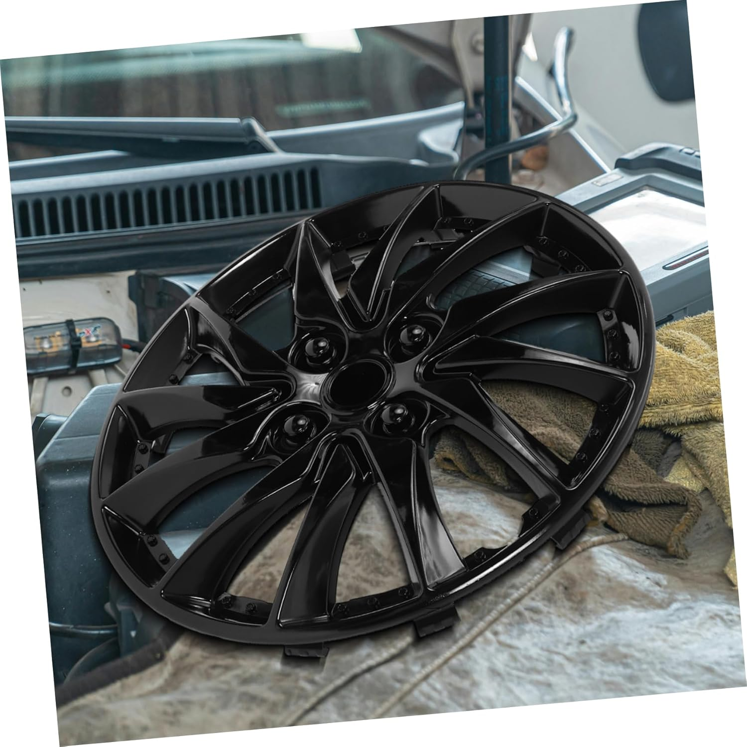 Ipetboom Automotive Hubcaps Black Pp Wheel Cover for Steel Rims Practical Replacement for Cars and Trucks image number 1