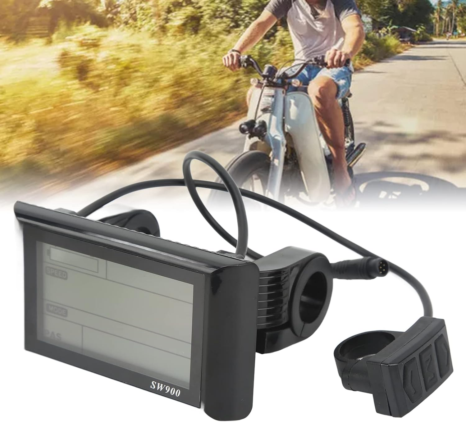 SW900 Electric LCD Display Meter Electric Scooter Display Meter 24V 36V 48V 60V E-Bike LCD Panel Screen with Waterproof 6 Pin Connector for 22.5MM 25.4