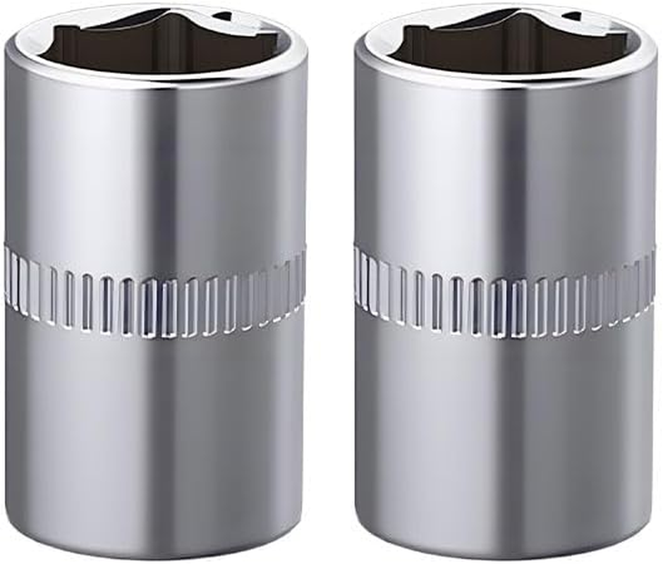 2Pcs 1/4-Inch Drive 13Mm Shallow Socket Set, 6-Point Cr-V Chrome Sockets, Metric Shallow Profile for Automotive Maintenance, Tight Spaces, Home DIY Tools image number 2