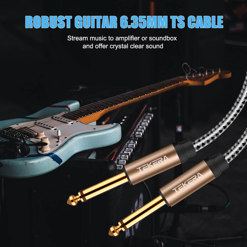 Guitar Cable, TEKERA 1/4 Inch to 1/4 Inch TS Straight Male to Male 6.35Mm Mono Jack Cable 1.5M 3M 5M 10M (5M) image number 3