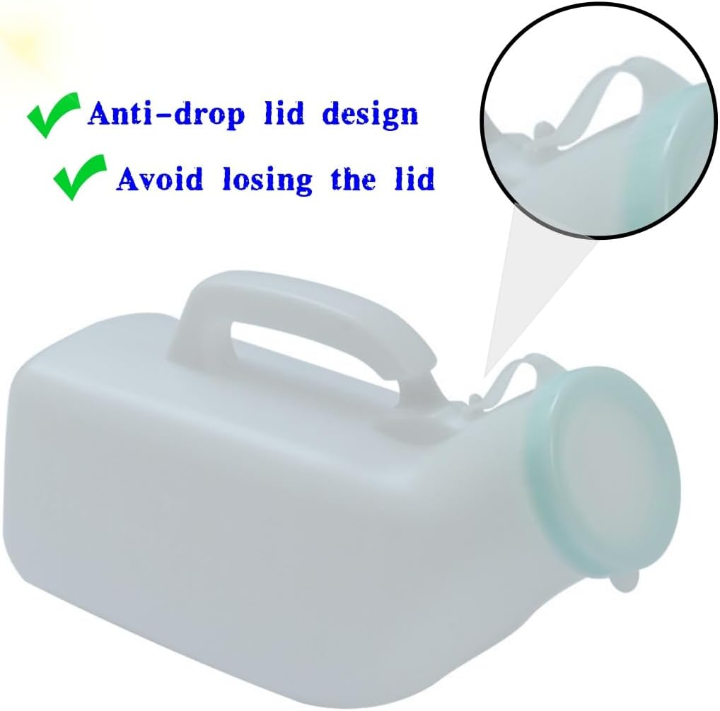 Men'S Portable Urinal with Lid,Ywbfove White 1200Ml Plastic Urine Bottle for Elderly Car Use Graduated Design No Spill Odorless Easy to Grip Lightweight Durable Nighttime Relief Urinals for Men Pee Bottle image number 3