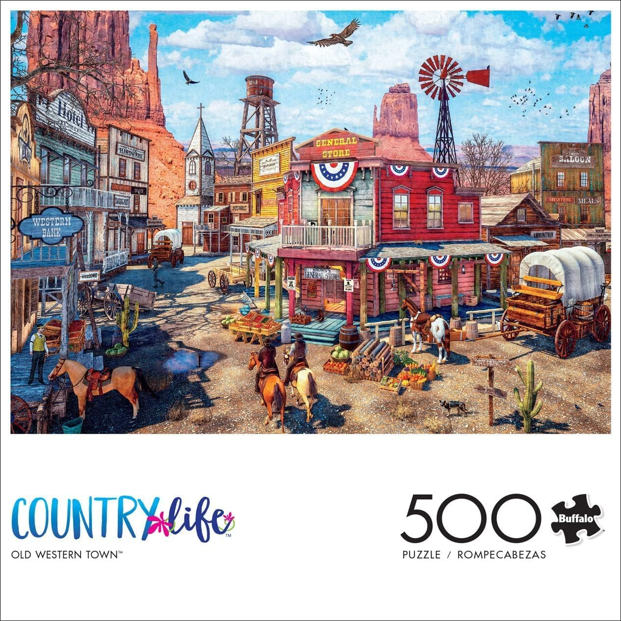 Buffalo Games - Country Life - Old Western Town - 500 Piece Jigsaw Puzzle