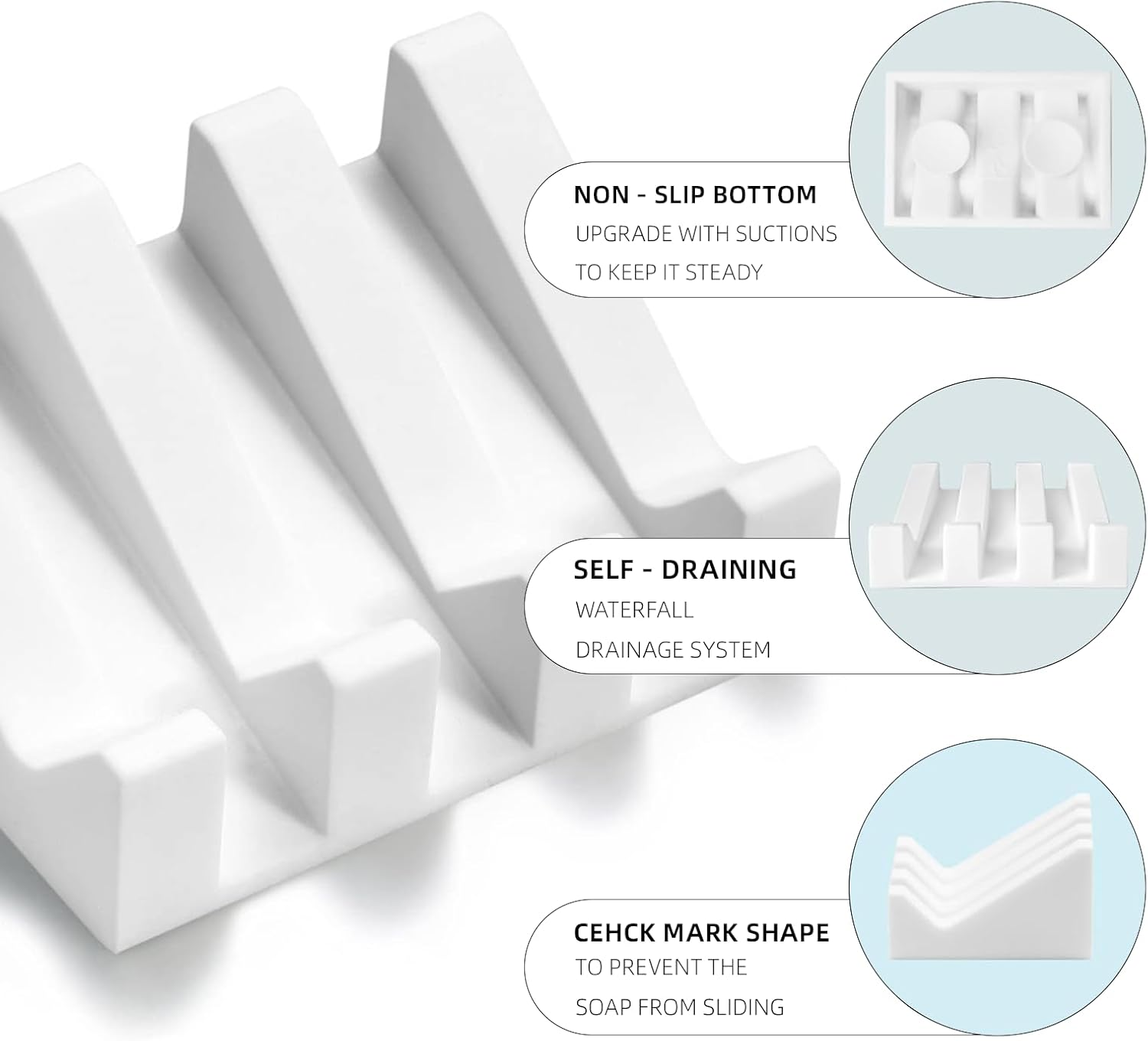 Soap Dish 2 Pcs Soap Holder Piano-Shaped for Bathroom, Kitchen, Soap Organizer, save Space and Keep Things Tidy