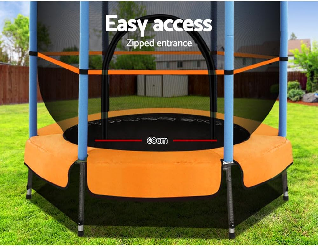 Everfit Trampoline for Kids Rebounder round Mini Trampolines, Outdoor Bouncing Children Gift, Step Ladder Enclosure Safety Net Cover Family Christmas Birthday