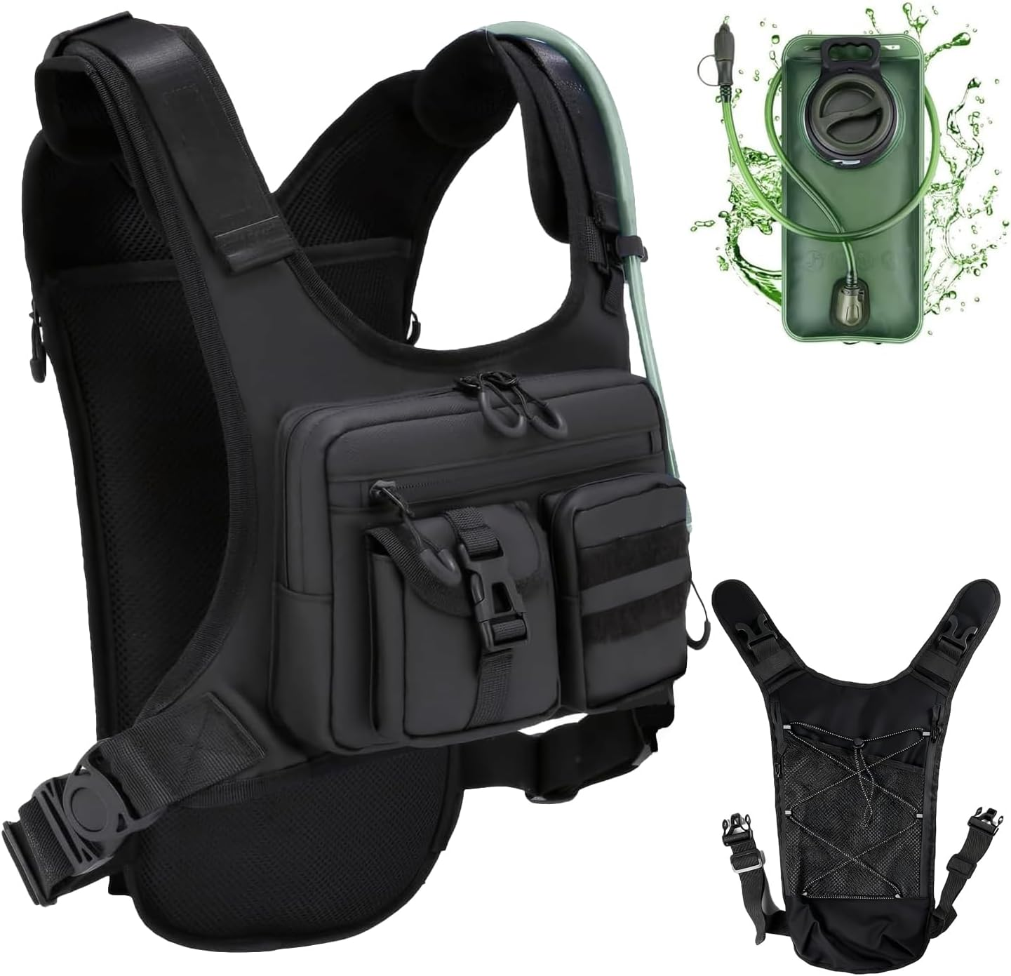 Ultra-Compact Hydration Running Vest: Lightweight Chest Pack with Integrated 2L Reservoir for Multi-Sport Adventures (Hiking, Cycling, Racing) - Unisex Fit image number 1