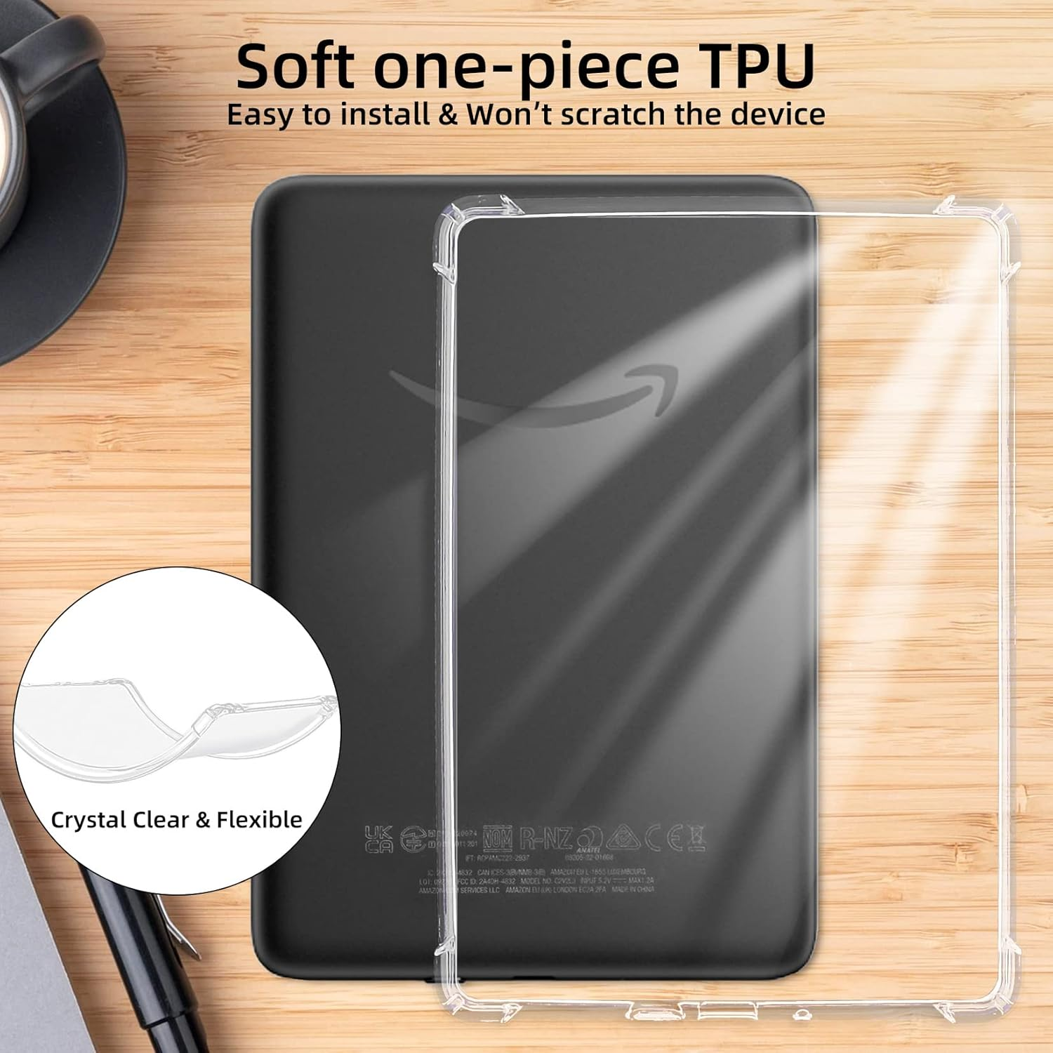 WALNEW Clear Case Cover for Kindle 11Th Gen 2024/2022 (6 Inch, Model: C2V2L3, RS23CV) - Slim Soft TPU Silicone Cover with Enhanced Corners for 6&rdquo; All-New Kindle 2024/2022 (Transparent)