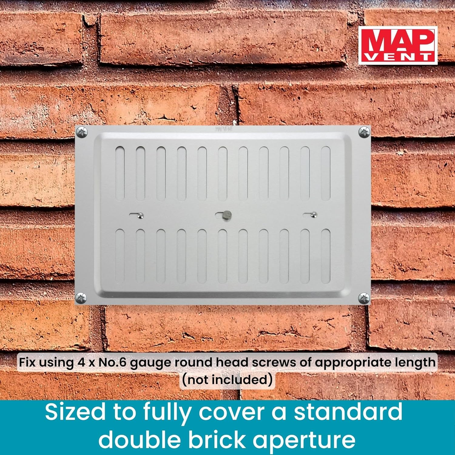 MAP Aluminium Adjustable Air Vent for Openings 9" X 6" (229Mm X 152Mm), Double Brick Hit & Miss Ventilation Metal Cover, Silver - Saa (Silver) image number 4