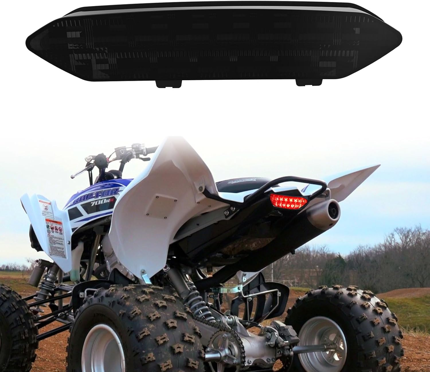 XUTVOTOR Taillight for Yamaha Raptor, LED Smoked Black Tail Light Brake Light for Yamaha Raptor 700R 700 2006-2018 / YFZ450R YFZ450X YFZ 450R 450X 450 R X 2009-2018 Accessories (1PCS) image number 2