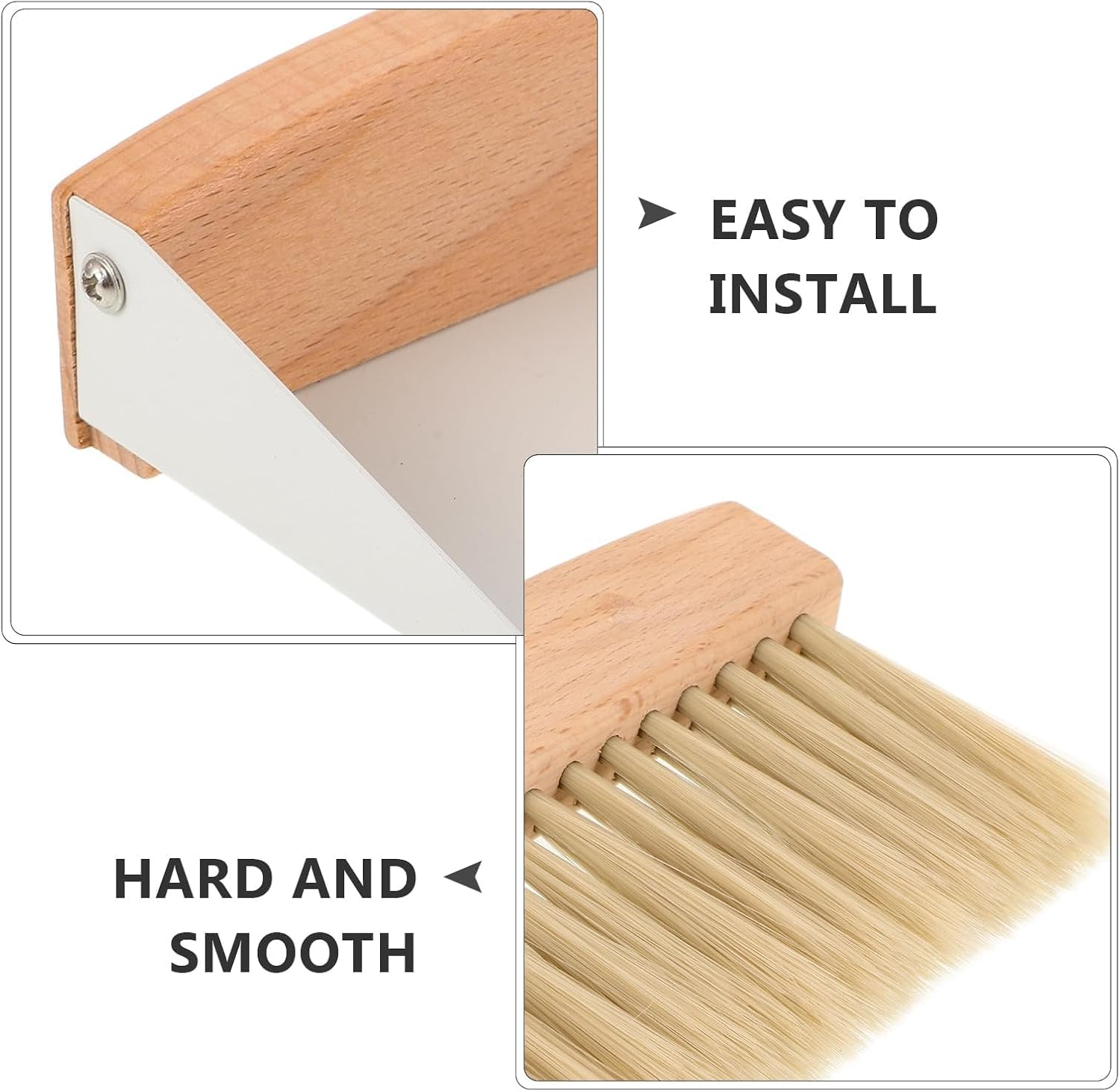 2Pcs Mini Dustpan and Brush, Wood Hand Broom Dustpan Set for Table Desk Countertop Dog or Pets Nest Cage Cleaning image number 3