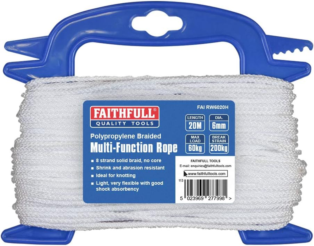 Faithfull FAIRB30100 Blue Poly Rope Coil 10Mm Dia X 30M Max Load 160Kg, Breaking Strain 1200Kg image number 3