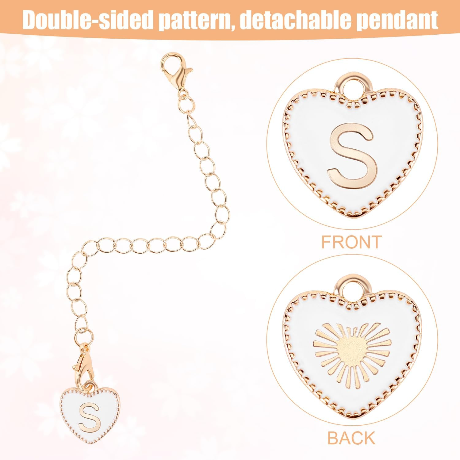 Letter Charms Accessories for Stanley Cup, Heart Alphabet Pendant Personalized Name ID Initial Letter Decorations Handle Chain for Stanley Tumbler Accessories