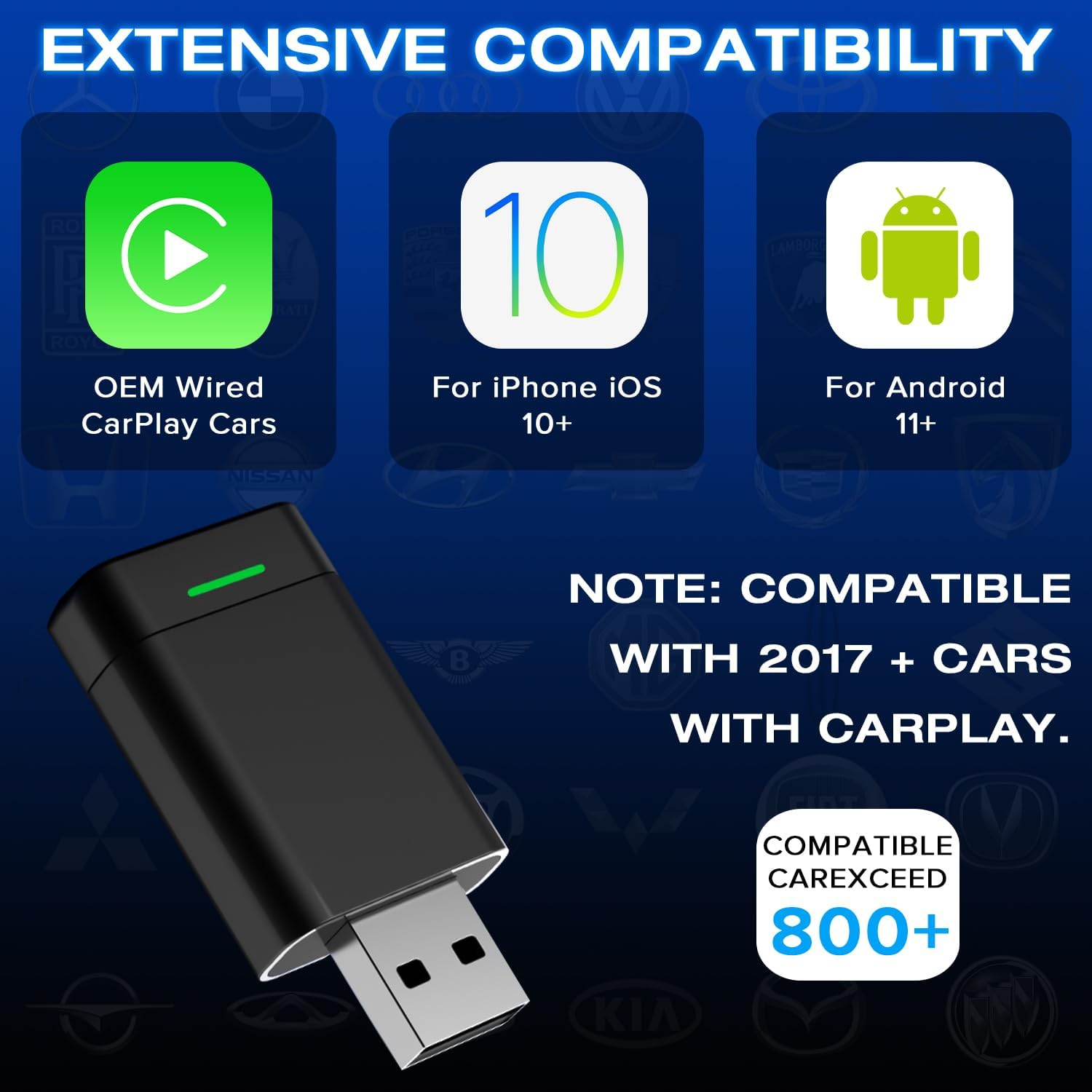 Wireless Carplay Adapter & Android Auto Adapter, Yakiter 2 in 1 Carplay Box, Retains Original Car Controls, Plug & Play Wireless Dongle for Iphone Ios 10+/ Android 11+/ Cars 2017+ image number 3
