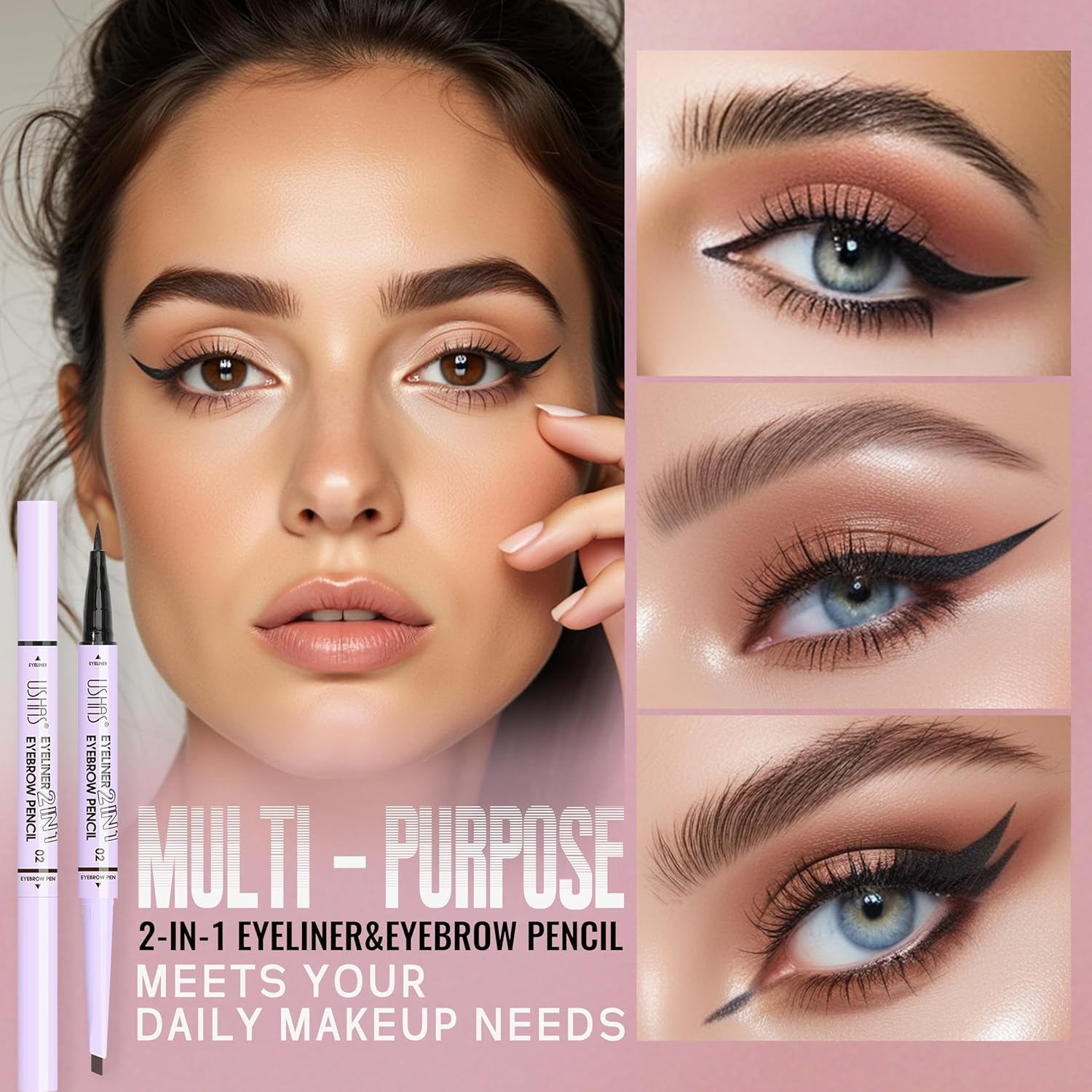 YBUETE 2-In-1 Eyebrow Pencil Eyeliner, Professional Bionic 3D Micro Precision Tip Eyebrow Pen, Liquid Smooth Black Eyeliner Eye Makeup, Long-Lasting Waterproof Natural Brows Eye Makeup for Women image number 6