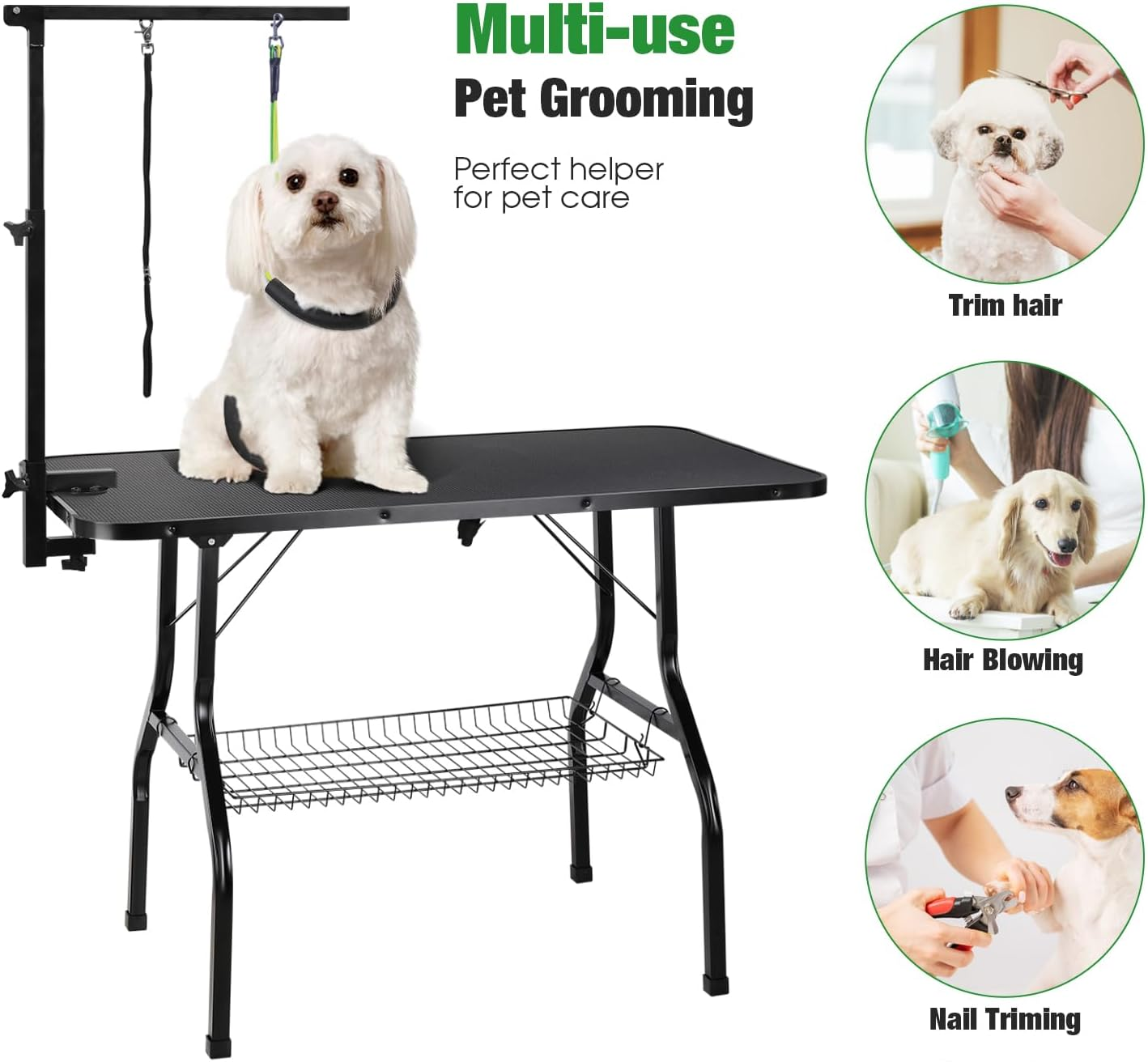 Urban Deco Pet Grooming Arm with Clamp Innovative Portable Two Grooming Arms - 41 Inch Height Adjustable,Dog Grooming Loop and No Sit Haunch Holder for Large and Small Dogs,Cats image number 1