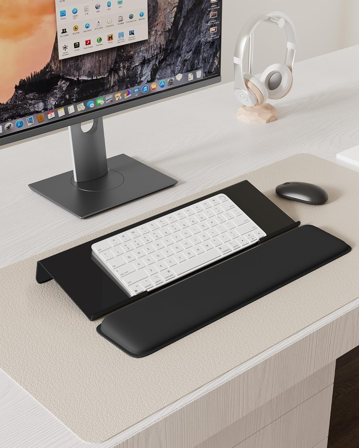 Computer Keyboard Stand with Wrist Rest - Ergonomic Keyboard Wrist Rest with Anti-Slip Base for Office Desk, Home, School (Black) image number 5