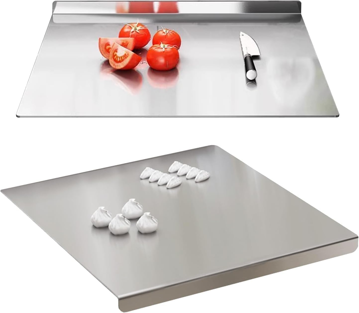 Chris.W Stainless Steel Cutting Board for Kitchen Counter &ndash; 304 Food Grade Lipped Metal Cutting Board 40X30Cm &ndash; Non-Slip Double-Sided Chopping Board for Meat, Vegetables, Fruits, Bread, Baking
