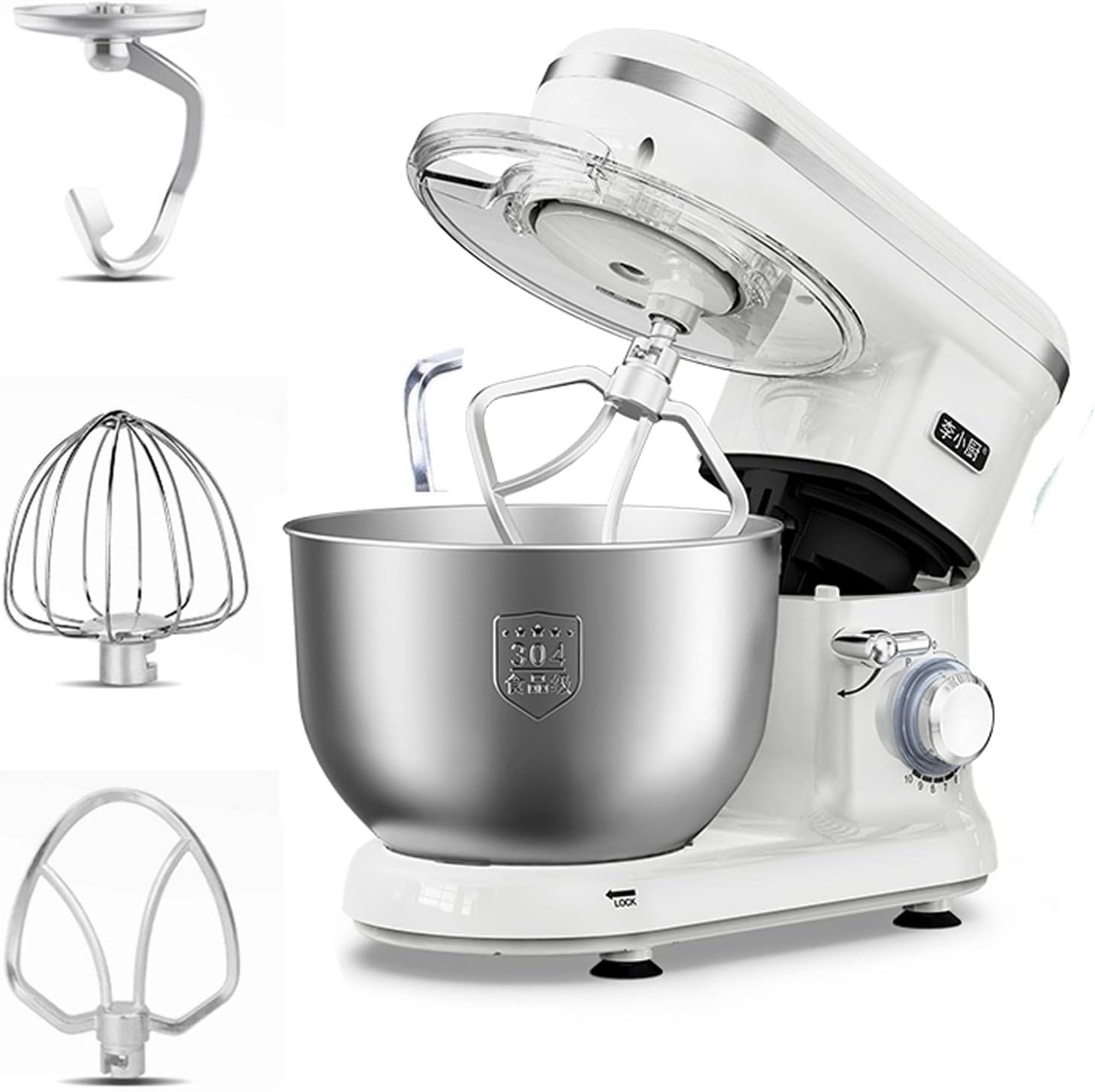 1300W Stand Mixer with 5.5L Bowl 10 Speed Kitchen Blenders Includes Dough Hook Whisk Beater for Wheaten Food Salad Cake (Color : White) image number 3