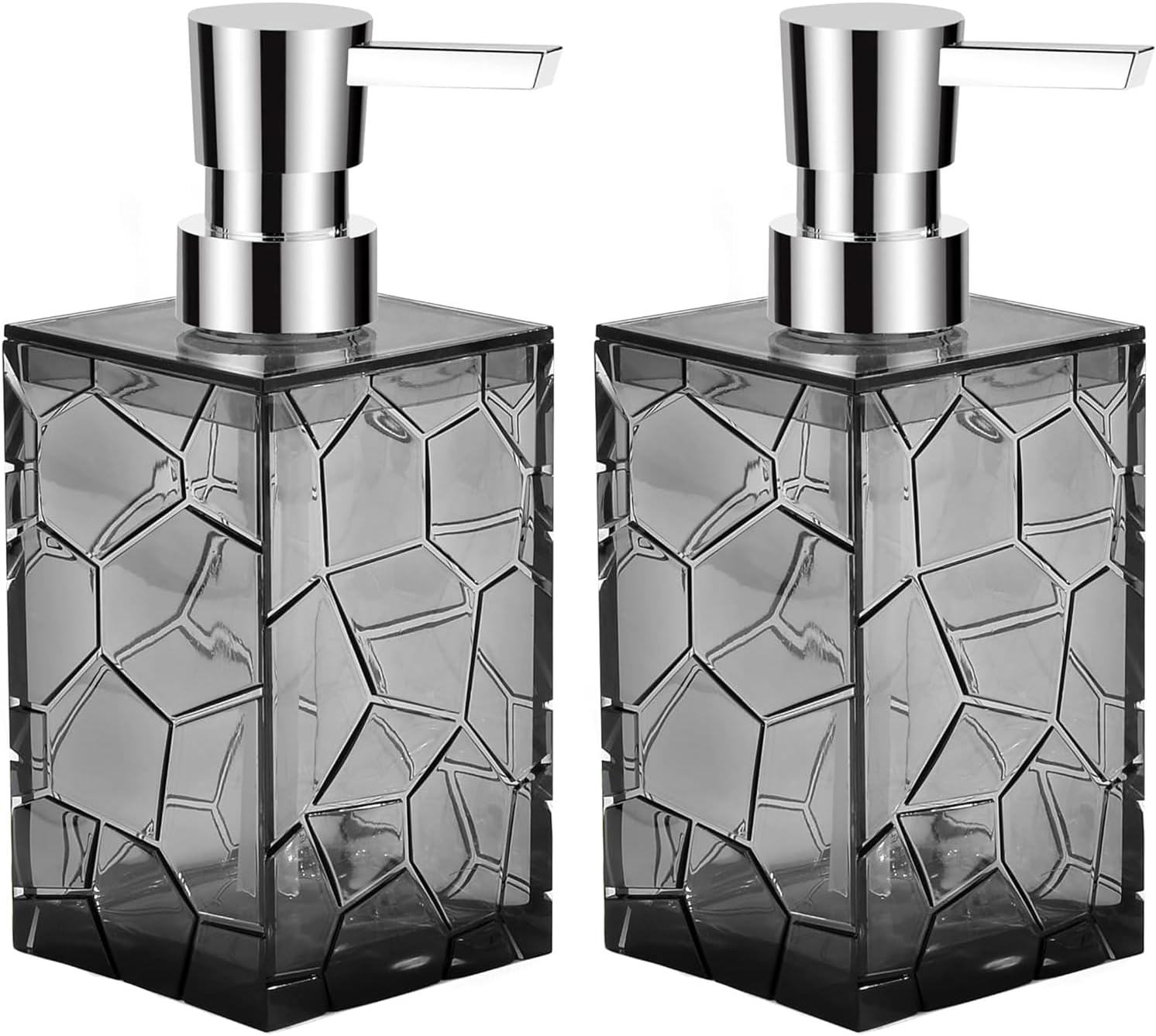 Clear Acrylic Soap Dispenser, Shampoo and Conditioner Dispenser Set, 2 Pack, 320Ml Capacity, Reusable Modern Bathroom Hand Soap Dispenser (Gray - 2Pack) image number 1