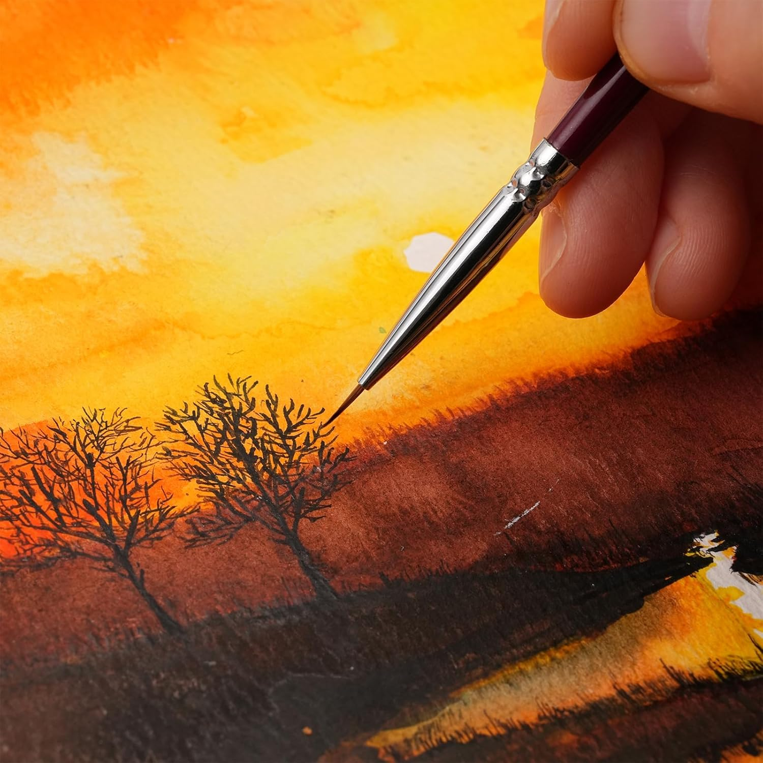 Golden Maple Kolinsky Sable Miniature 3PCS Professional Ultra Fine Detail Paint Brushes for Miniatures Fingure Size 00, 0, 1