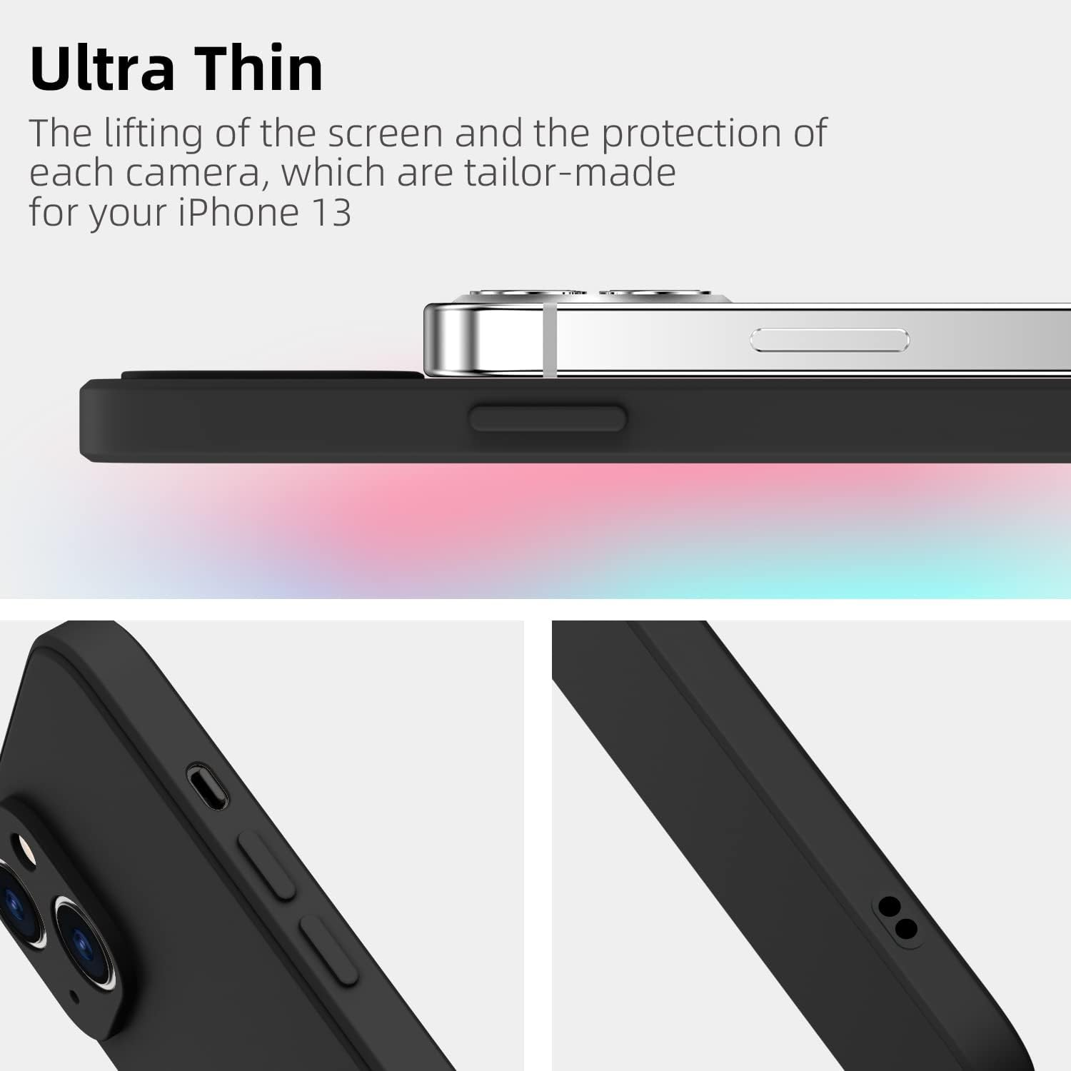 Elestbela Iphone 13 Case, Slim Silicone Case with Microfibre, Scratch-Resistant All-Round Protective Case for Iphone 13 6.1 Inch Matte Black - Braun image number 3