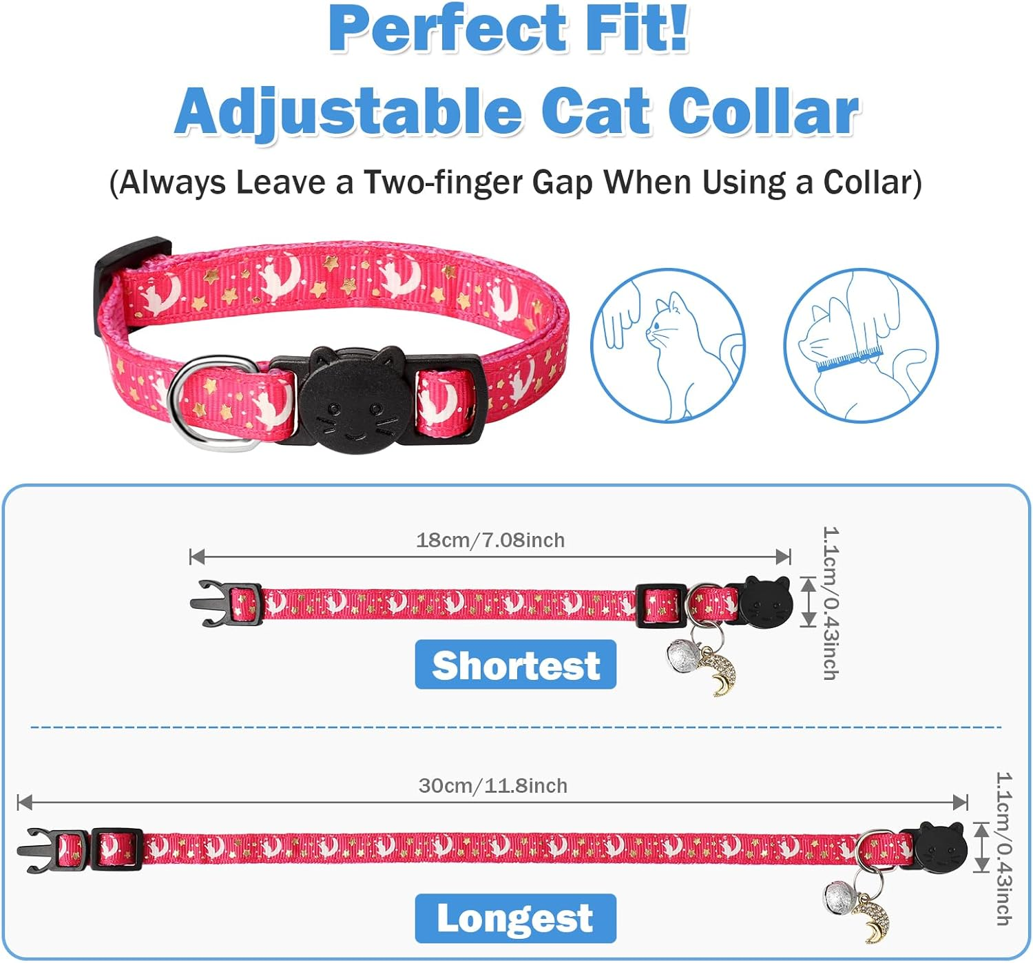 Enbluy 4 Pack Cat Collars with Bells, Fluorescent Cat Collar Glows in the Dark Breakaway Cat Collar Adjustable Reflective Cat Collars with Safe Breakaway Quick Release Buckle for Kitty Puppy