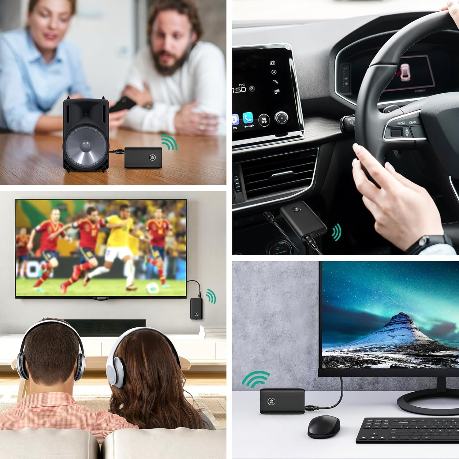 ORIA Bluetooth 5.3 Transmitter Receiver, AUX Bluetooth Adapter, Wireless Audio Adapter with Noise Reduction, Music Receiver for Home & Car Stereo, Hands Free Call, Headphones, Speakers -Black - White image number 2