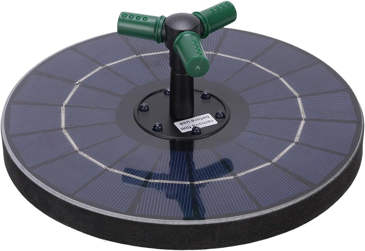 Bird Bath Fountains Solar Power Color LED Lights 6 Nozzles 3 Rods Garden Pond Pool (Black) image number 3