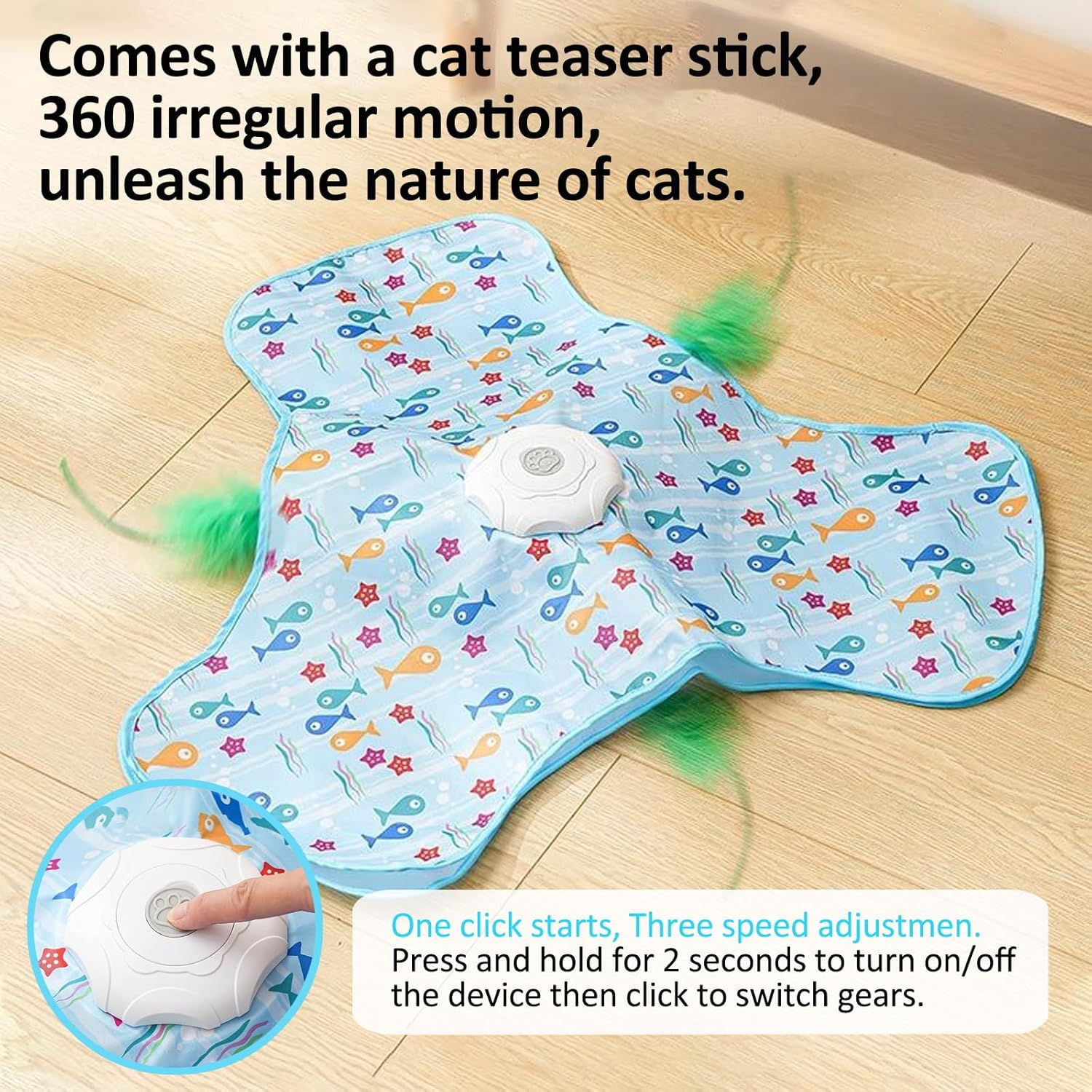 Interactive Cat Toy, Cat Toys for Indoor Cats Interactive, Hide and Seek Interactive Cat Toy, Moving Concealed Feathers, Real Mouse Squeaky, Touch Activated, USB Rechargeable image number 4