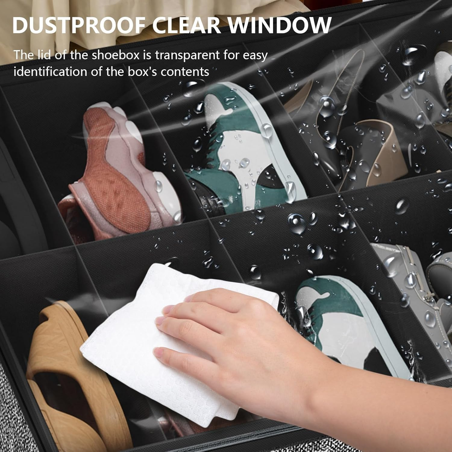 VERONLY under Bed Shoe Storage Organiser Set of 2, Underbed Shoe Storage Box Bins Fits 24 Pairs-Sturdy for Closet (Grey) image number 1