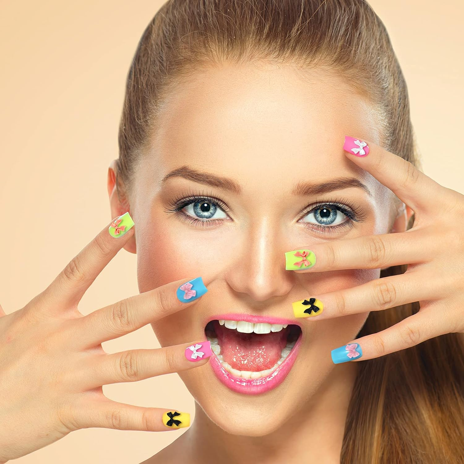 240 Pieces 3D Bow Nail Art Decorations 3D Bows Nail Charms Resin Bow Nail Decorations Colorful Bowknot Nail Accessories for Nail Art Designs Nail Decoration DIY Crafting image number 4