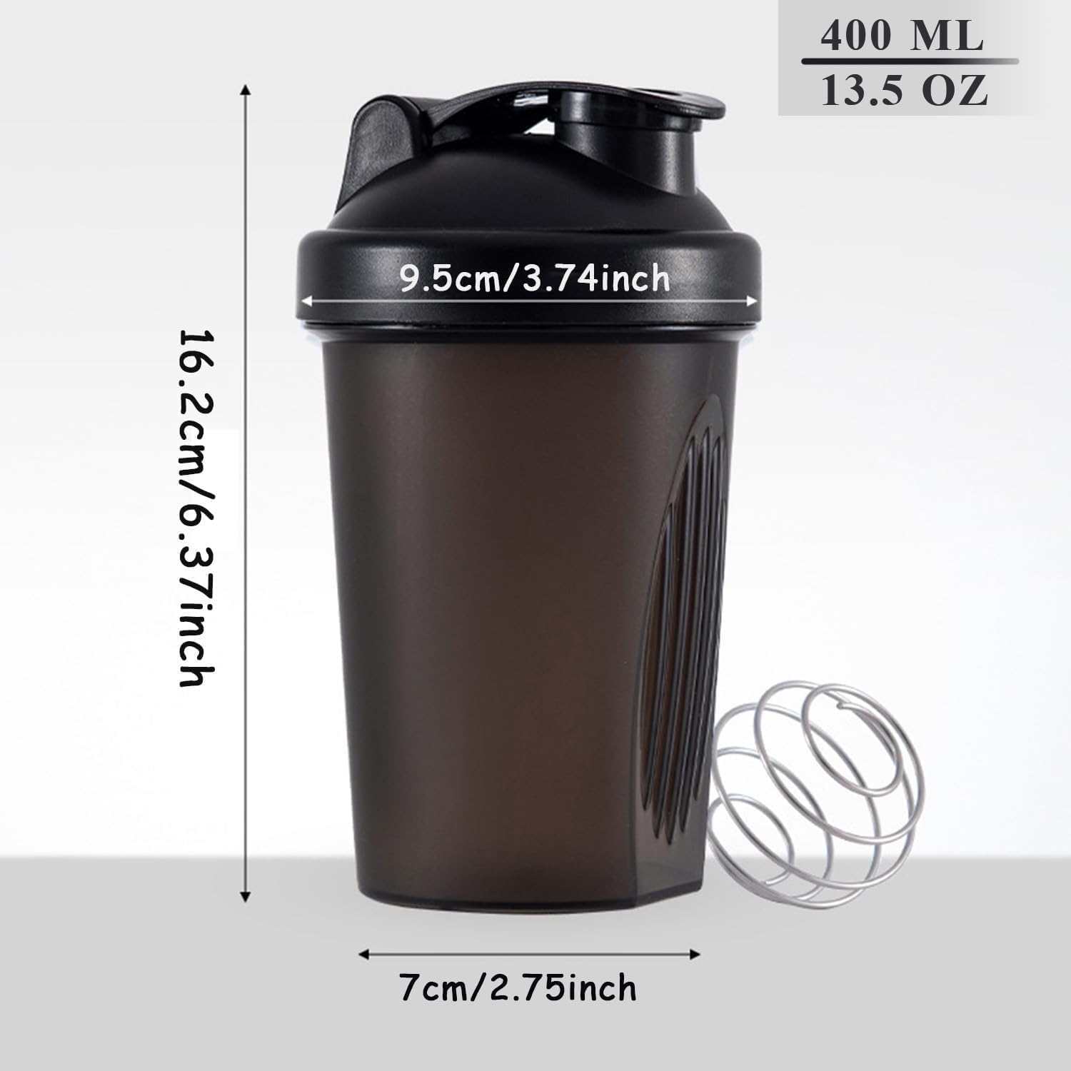 Shaker Bottle for Protein Powder 400 Ml with Mixball Non-Leak Cap for Fitness Sports Gym Supplement (Black) - Purple image number 4