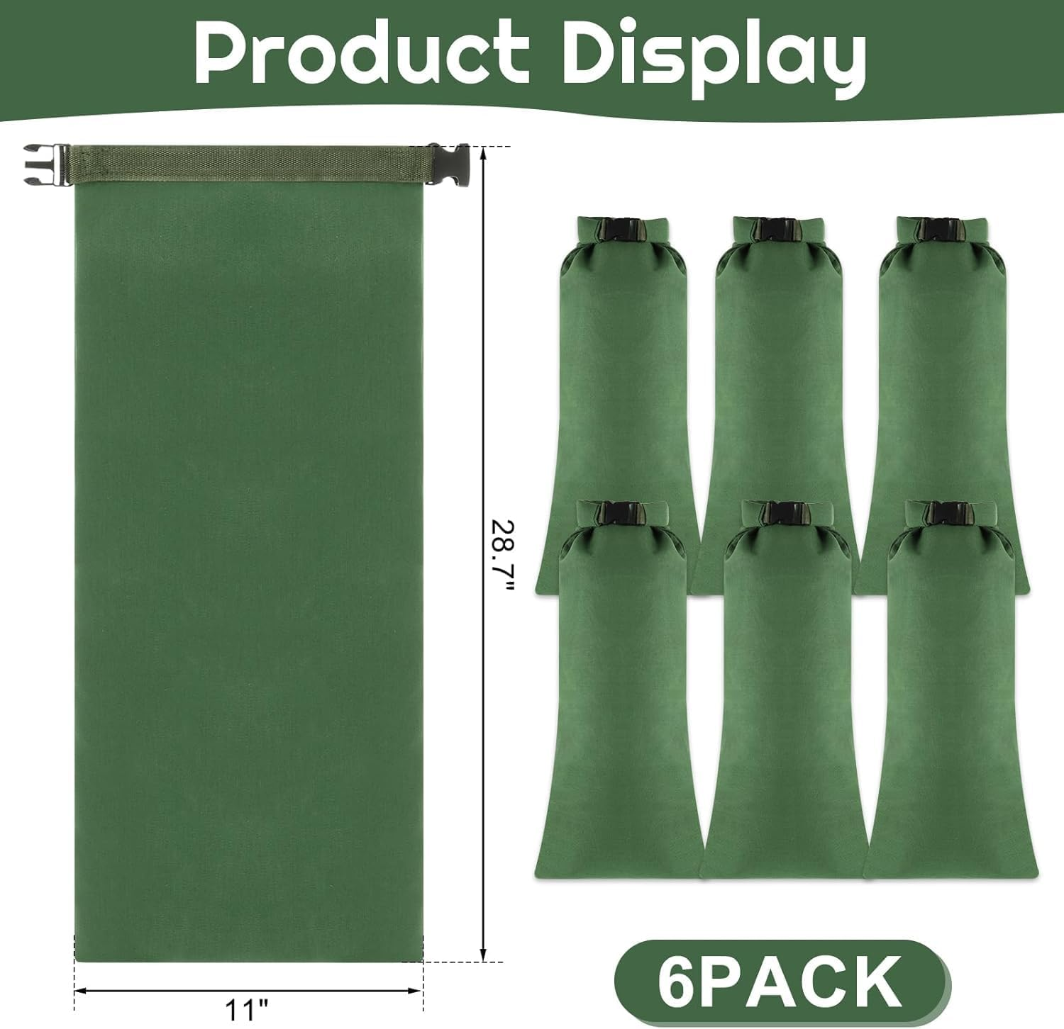 Flood Water Barrier Sand Bags - 6Pcsthickened Long Canvas Flood Protection Sandbags with Insert Buckle Bags for Home Door Window Swimming Pool Covers,Reusable Quick Flood Barrier image number 2