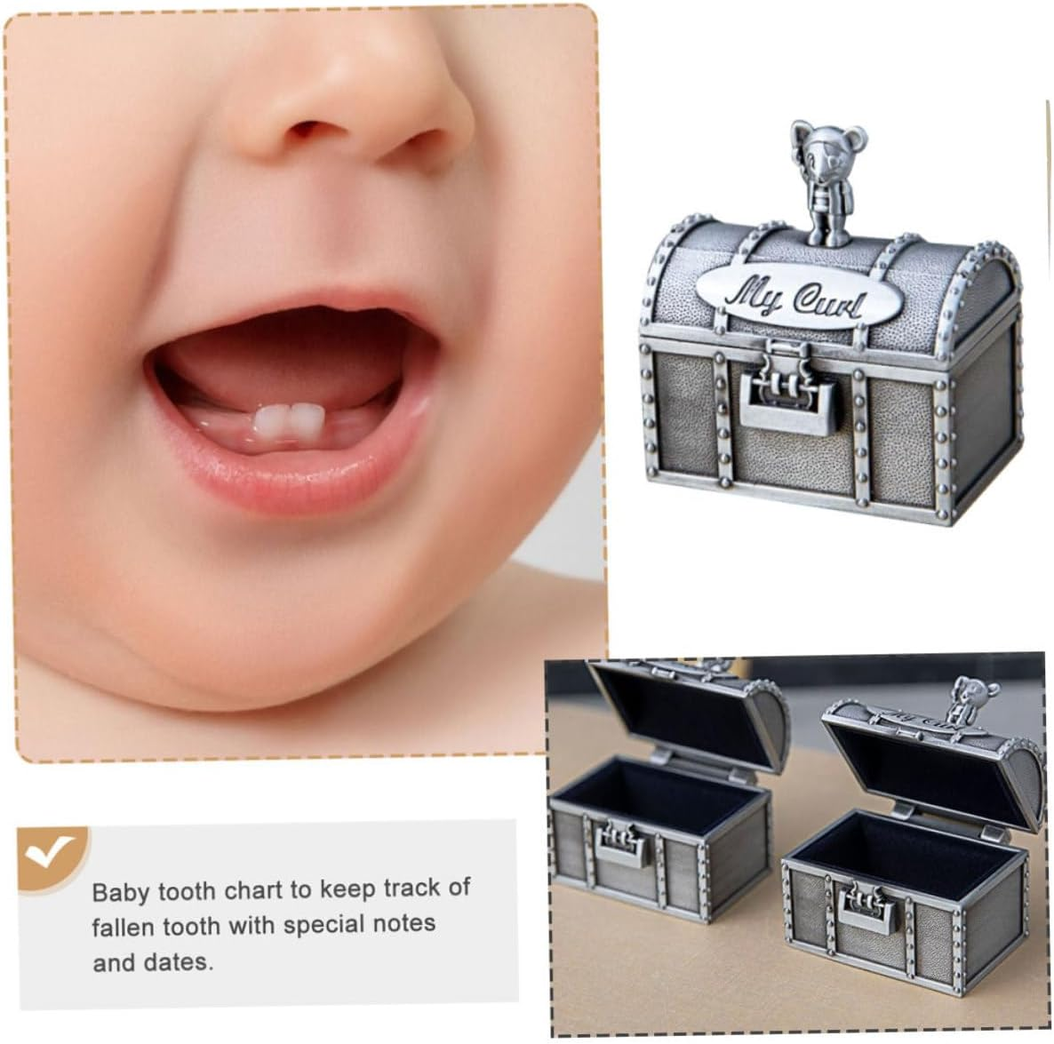 2Pcs Keepsake Tooth Box Safe Tooth Curl Containers for Teeth Hair Storage Portable Lightweight for Unique Childhood Moments image number 1