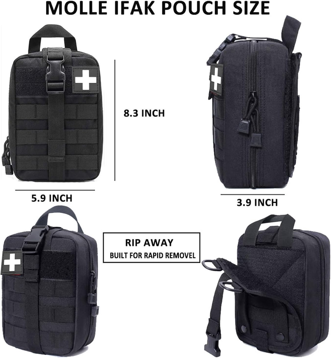 Molle Seat Back Organizer,Universal Tactical Car Back Seat Organizer Bag Vehicle Organizers Panel Protector Organizers with 5 Detachable Pouches for Car Truck Jeep Vehicle (Black) image number 4