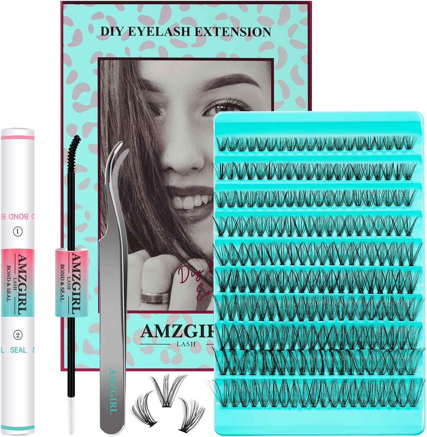 Lash Clusters Kit Lash Extension Kit 200Pcs Individual 30D Eyelash Extension Diy D Curl Cluster Lashes Kit with Cluster Lashes Wispy,Waterproof Lash Bond and Seal,Eyelash Extension Tweezers image number 5