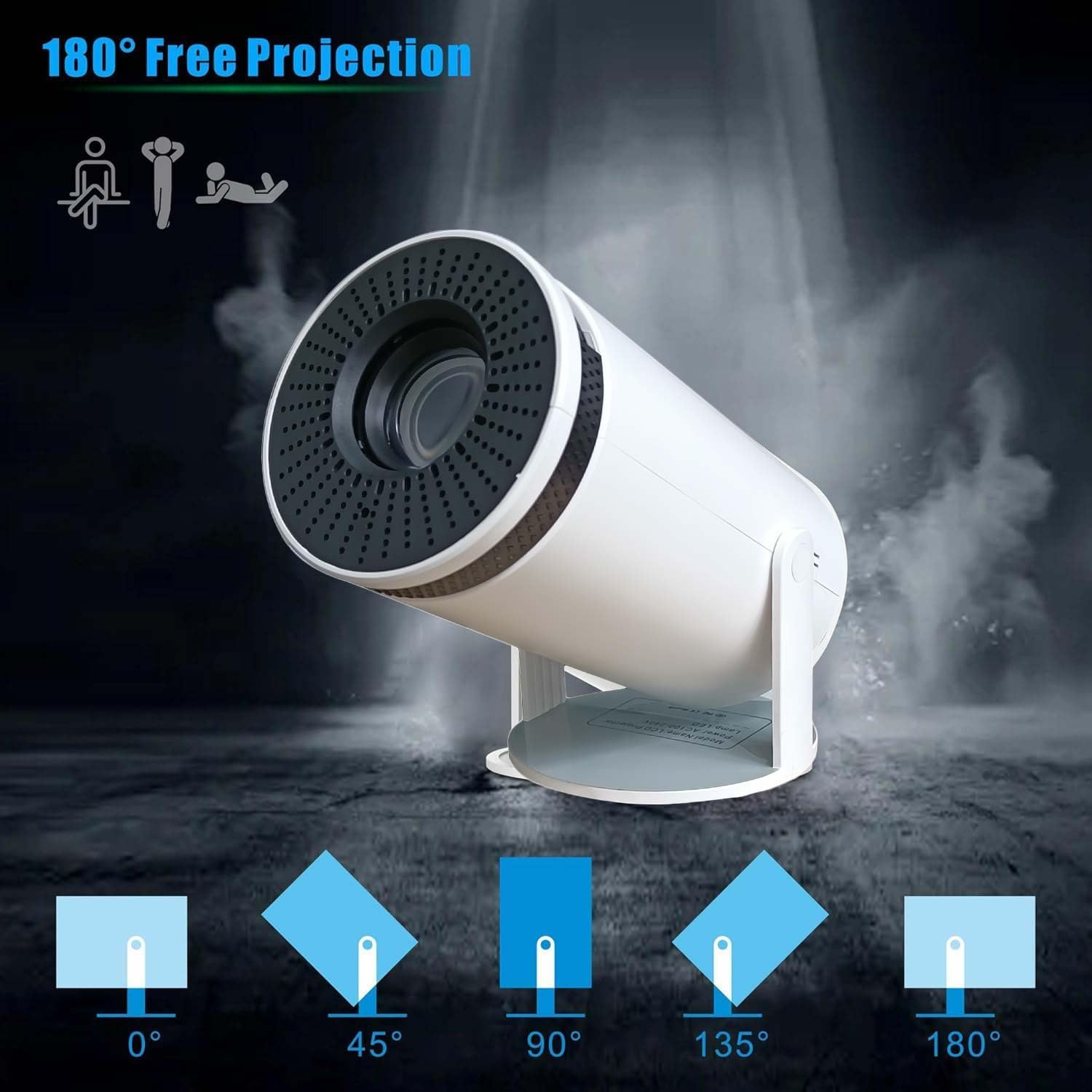 Mini Projector with Wifi and Bluetooth, Outdoor Portable Movie Projector 1080P Support, Auto Keystone Home Projector for Phone/Tv Stick/Laptop, 180&deg;Adjustable Stand image number 1