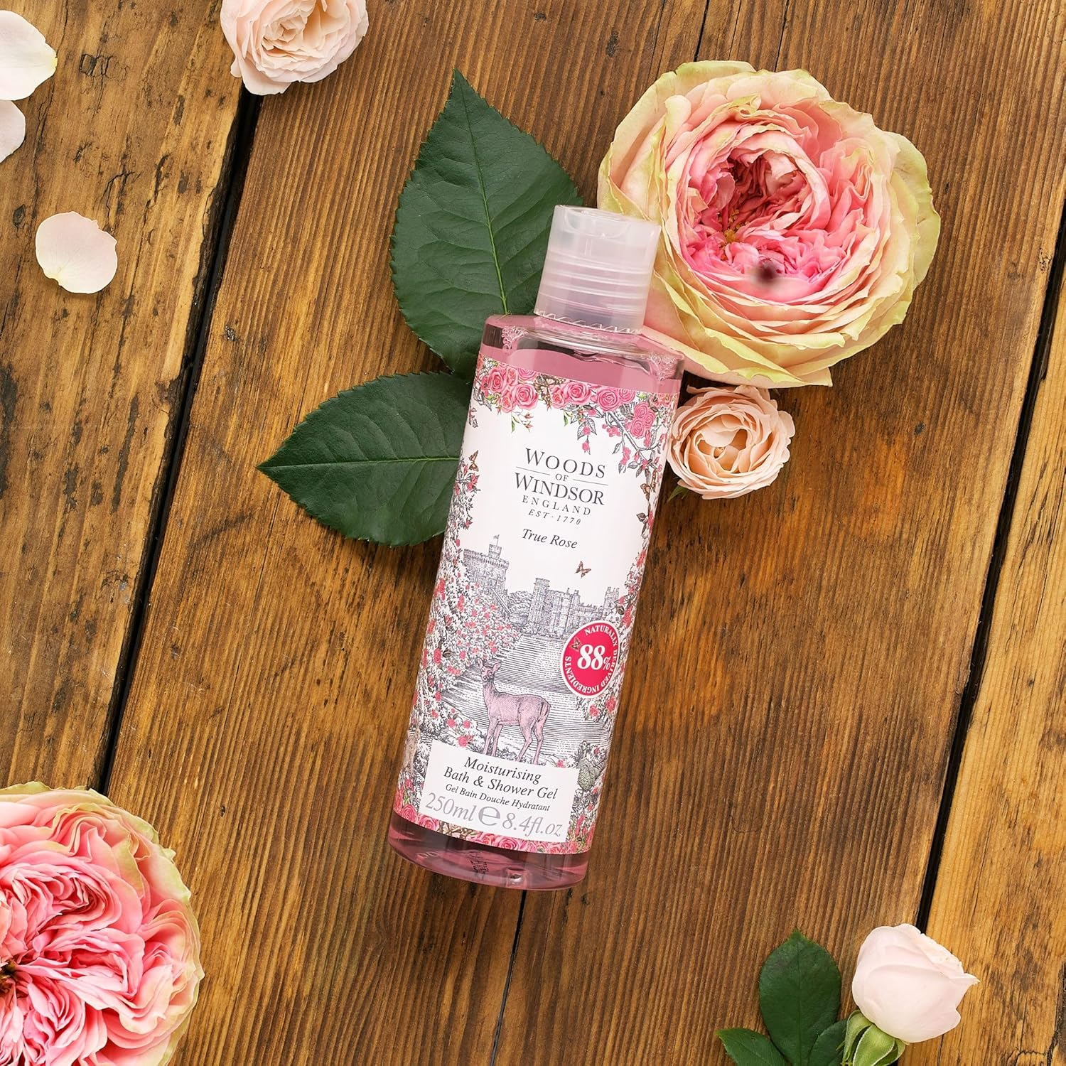 Woods of Windsor Rose Bath and Shower Gel, Womens Shower Gel with Floral White Jasmine and Ylang Ylang Notes, Moisturising Body Wash for Women with Vitamin E, True Rose Scent 250Ml image number 2