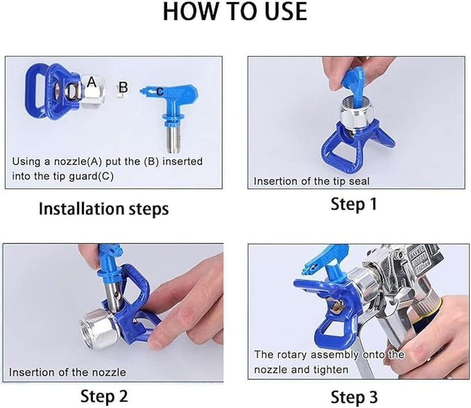 Leanockesa 6-Piece Reversible Paint Spray Tip and 2 Nozzle Seats Set &ndash; Durable Airless Sprayer Accessories for Home, Building, Garden, Deck, and Fence Painting