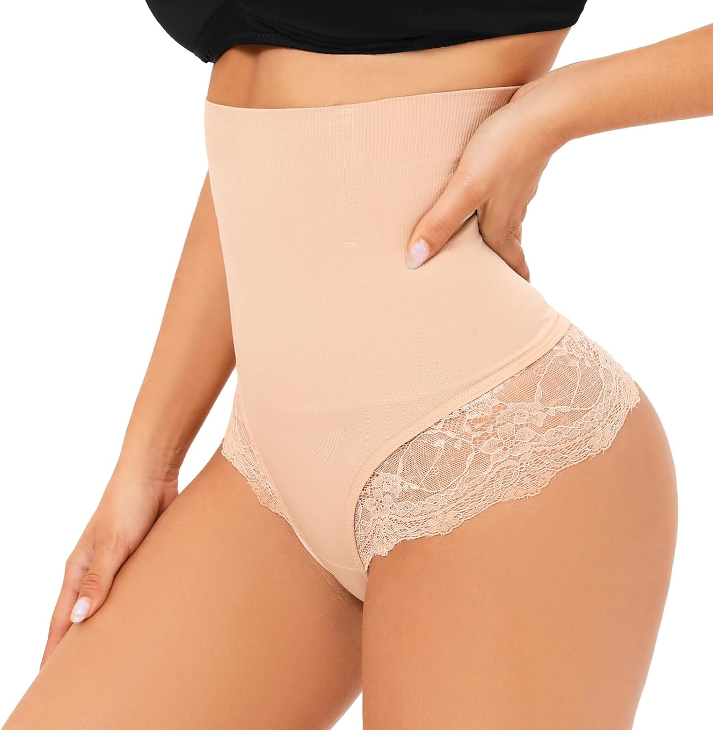 SURE YOU like Shapewear for Women Tummy Control Thong High Waisted Underwear Sexy Lace Body Shaper Seamless Panties